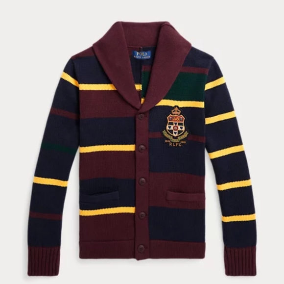 Ralph Lauren Polo Big Boys' Striped Patchwork Cotton Cardigan - Picture 4 of 12